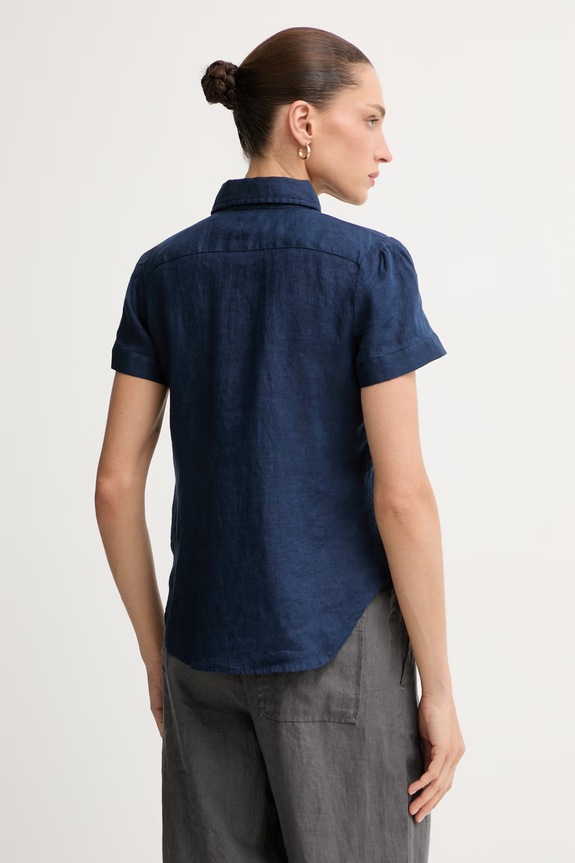 Oblačila Polo Ralph Lauren srajca ženska lanena 211973366 mornarsko modra