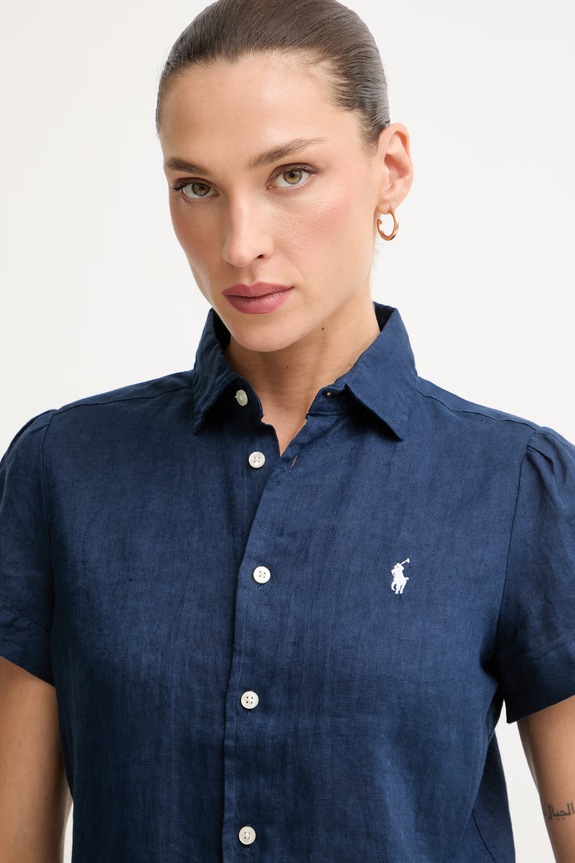 Polo Ralph Lauren srajca ženska lanena mornarsko modra 211973366