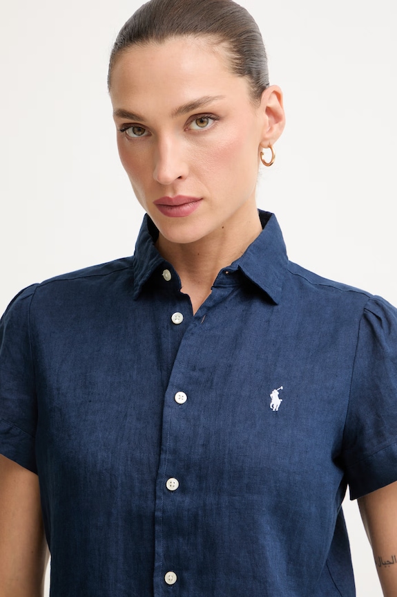 Polo Ralph Lauren srajca ženska lanena mornarsko modra 211973366