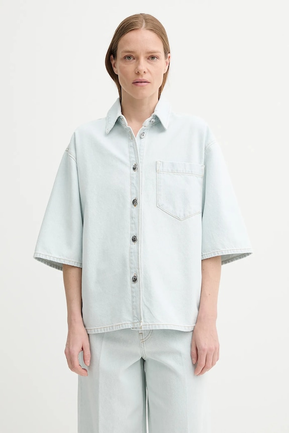 Τζιν πουκάμισο AERON ABBOTT casual μπλε SH193570
