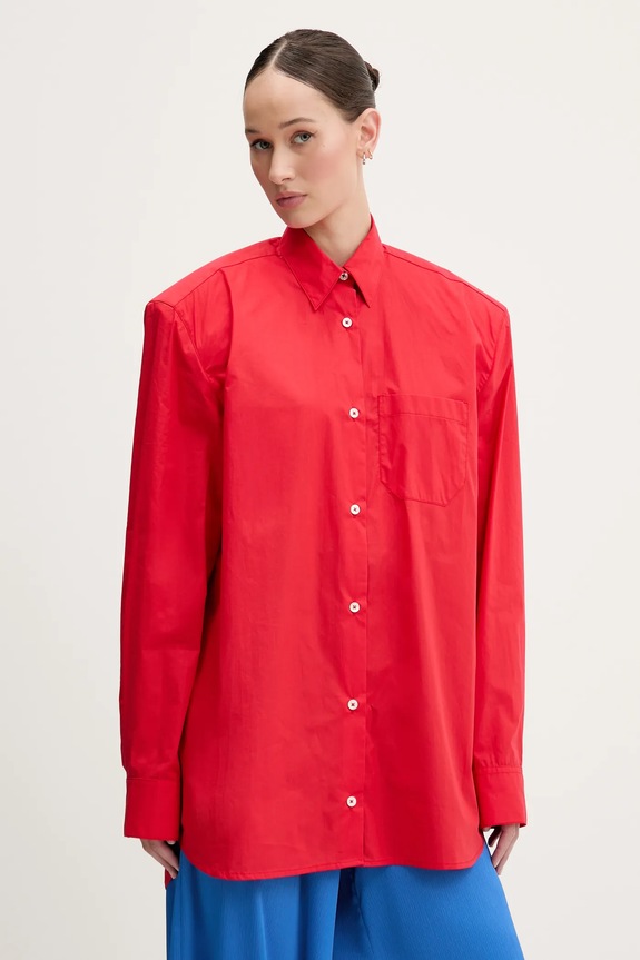 Fiorucci ing Red Embroidered Padded Shirt elasztánnal piros W02SMTLO347CO01RD01