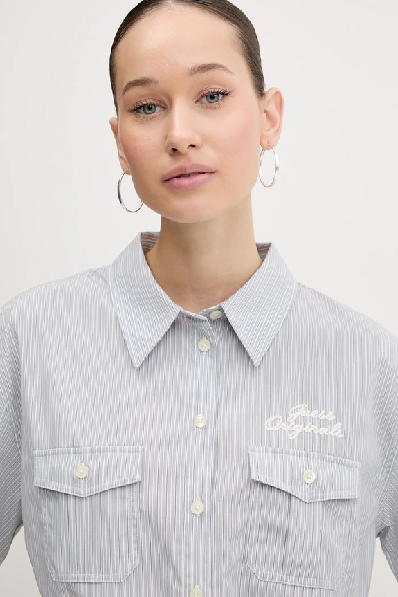 Хлопковая рубашка Guess Originals голубой W5GH0M.WH7Q1