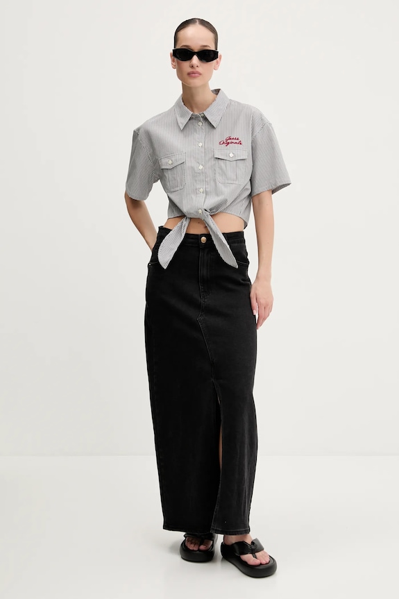 Bavlnená košeľa Guess Originals W5GH0M.WH7Q1 sivá SS25