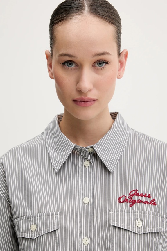Bavlnená košeľa Guess Originals sivá W5GH0M.WH7Q1