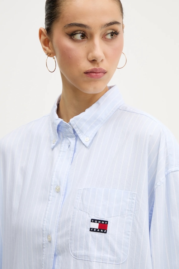 Βαμβακερό πουκάμισο Tommy Jeans μπλε DW0DW20289