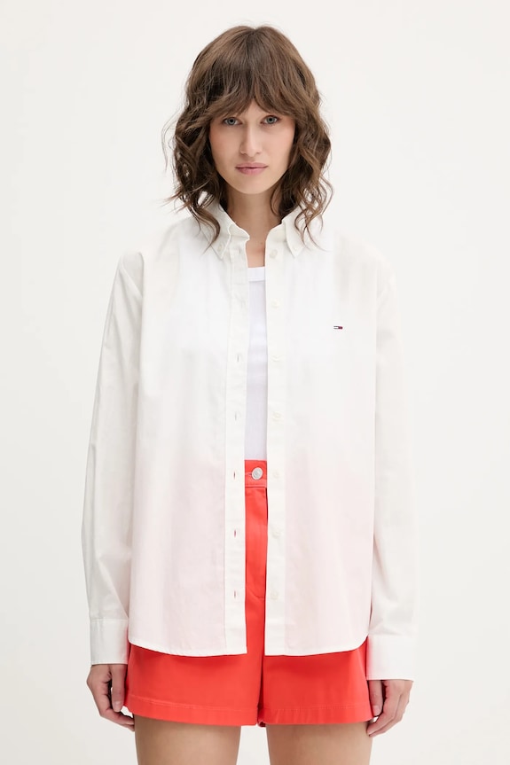 Tommy Jeans koszula bawełniana wzorzyste biały DW0DW20290