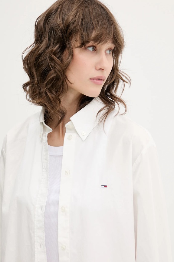 Tommy Jeans koszula bawełniana biały DW0DW20290