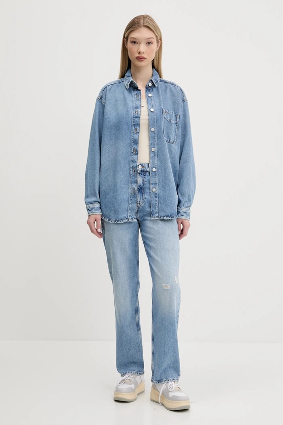 Jeans srajca Tommy Jeans DW0DW20365 modra SS25