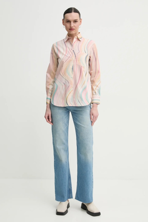 Βαμβακερό πουκάμισο PS Paul Smith W2R.331B.P31281 ροζ SS25