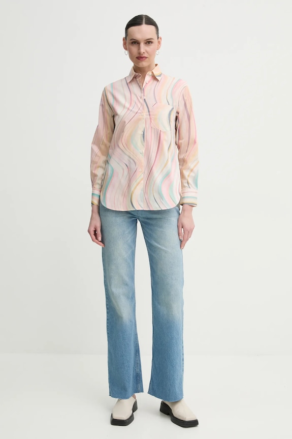 Βαμβακερό πουκάμισο PS Paul Smith W2R.331B.P31281 ροζ SS25