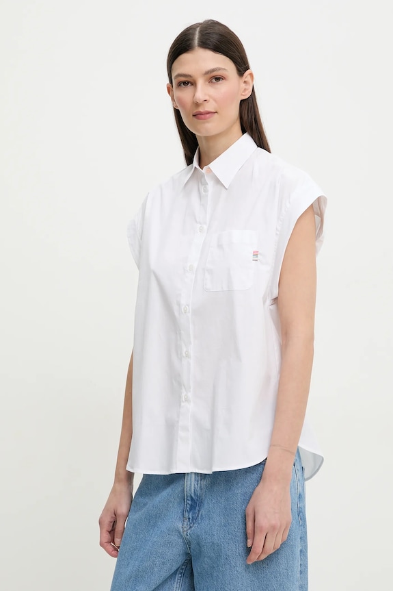 PS Paul Smith cămașă din bumbac scurt alb W2R.341B.P21598