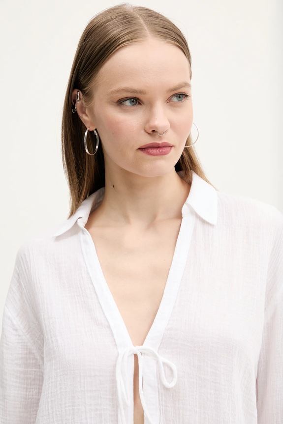 Βαμβακερή μπλούζα Abercrombie & Fitch λευκό KI140.5000.100