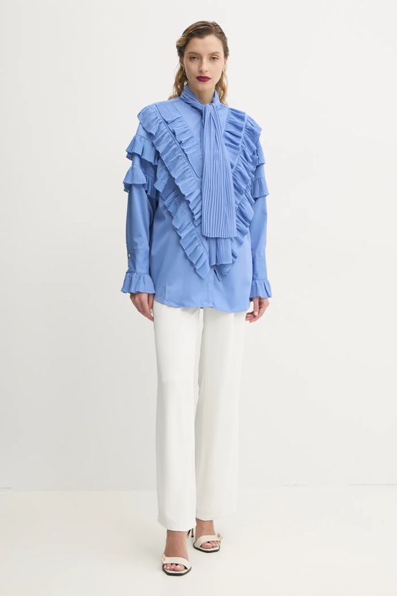 Košeľa Bruuns Bazaar BBW4421 modrá SS25
