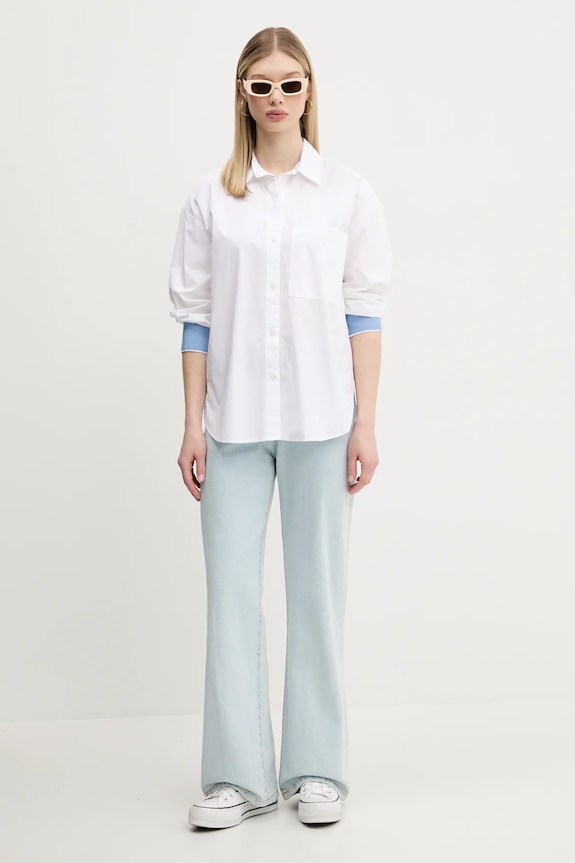 Abercrombie & Fitch camasa din bumbac KI140.5059.100 alb SS25