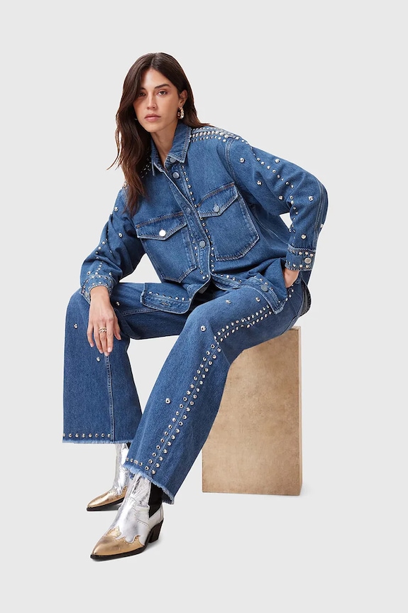 AllSaints camasa din bumbac denim ALBA W051PC