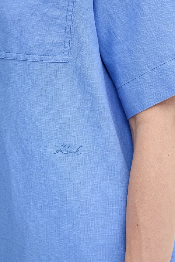 Πουκάμισο από λινό Karl Lagerfeld A2W11012 μωβ