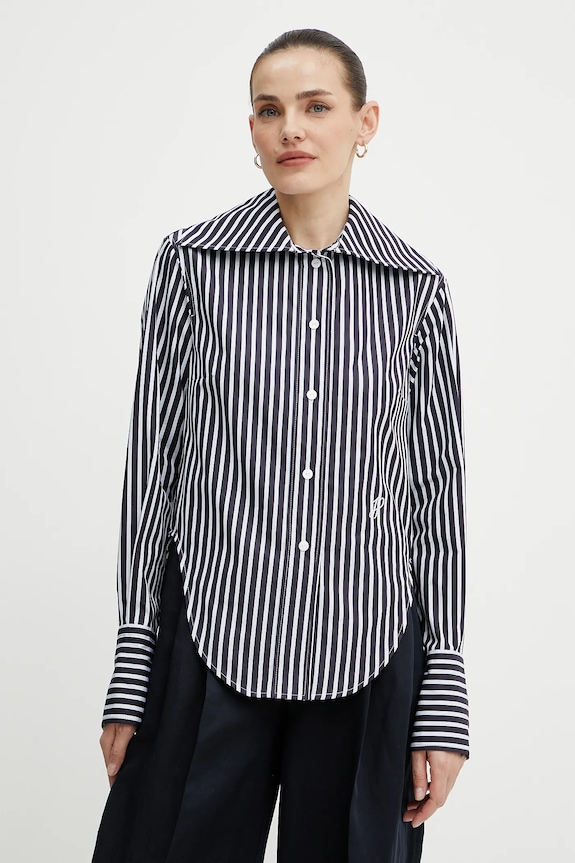 Patou camicia in cotone a strisce blu navy BL0410190