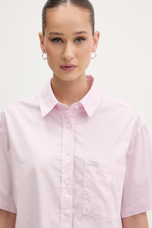 Guess Jeans cămașă din bumbac roz W5GH98.WH7P1