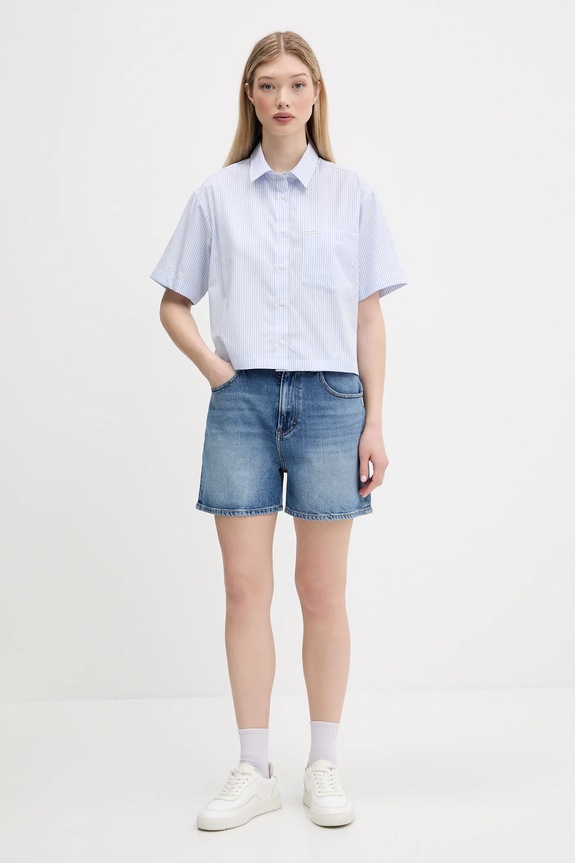 Βαμβακερό πουκάμισο Guess Jeans W5GH98.WH7Q1 μπλε SS25