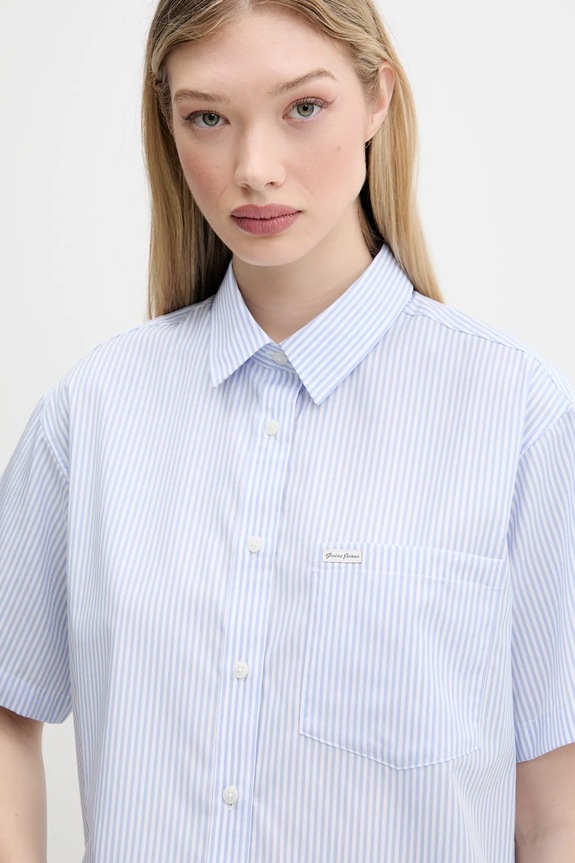 Βαμβακερό πουκάμισο Guess Jeans μπλε W5GH98.WH7Q1