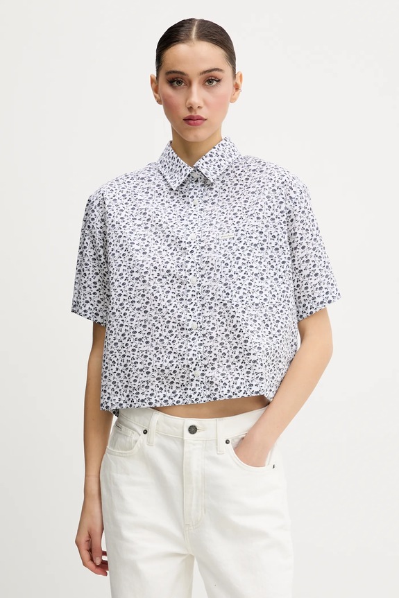 Bavlněná košile Guess Jeans květinový bílá W5GH98.WH8R1