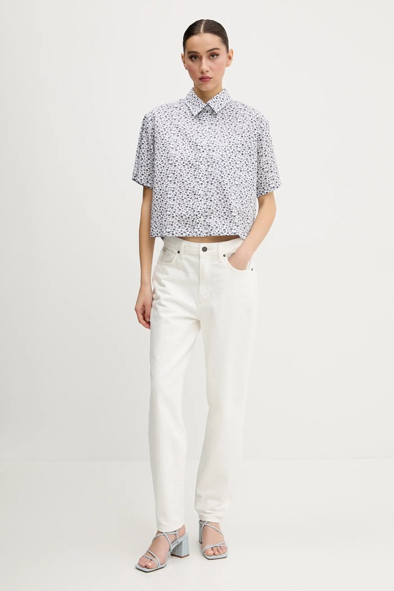 Bavlněná košile Guess Jeans W5GH98.WH8R1 bílá SS25
