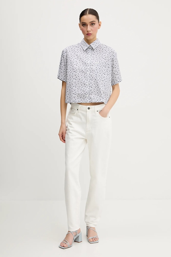 Bavlněná košile Guess Jeans W5GH98.WH8R1 bílá SS25