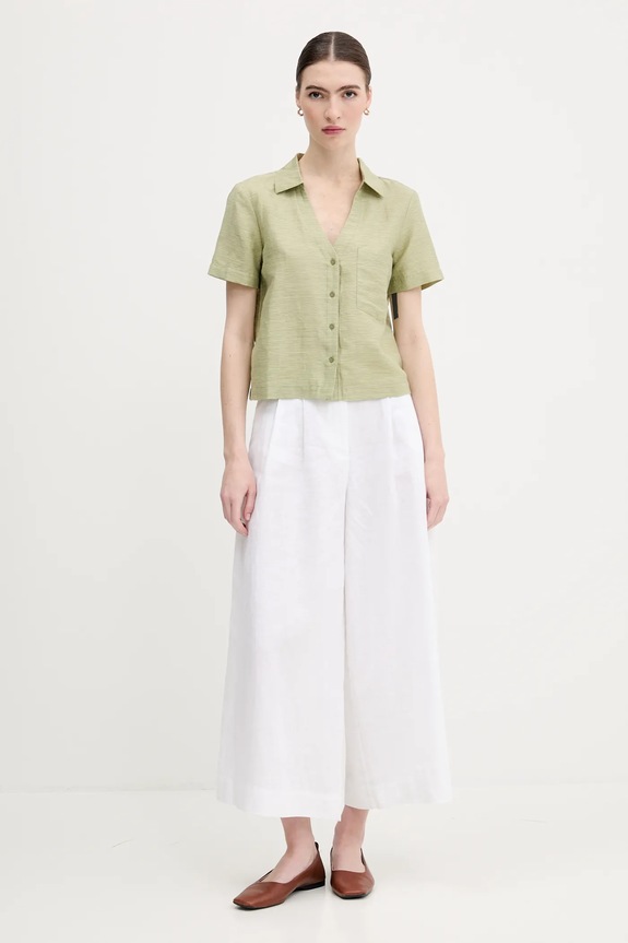 United Colors of Benetton camicia in lino misto 5YPVDQ0BX verde SS25