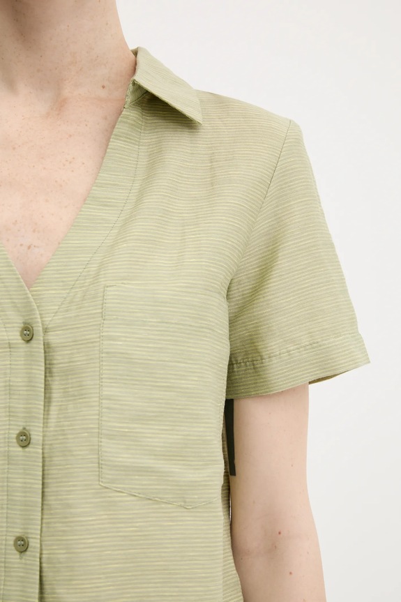 United Colors of Benetton camicia in lino misto 5YPVDQ0BX verde