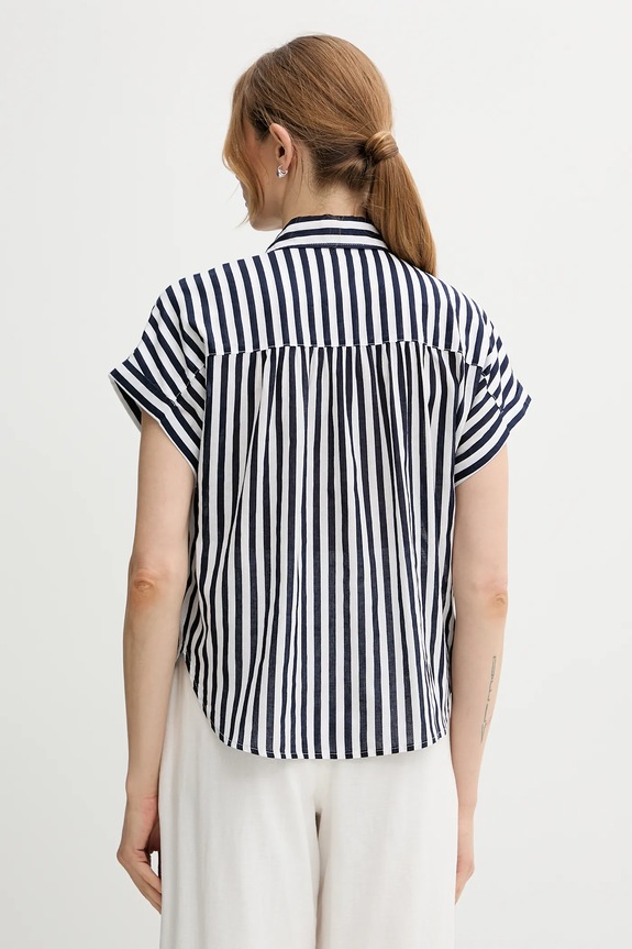 Ρούχα Πουκάμισο με μείγμα από λινό United Colors of Benetton 58I5DQ08M σκούρο μπλε