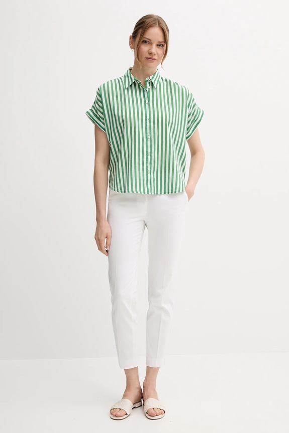 Πουκάμισο με μείγμα από λινό United Colors of Benetton 58I5DQ08M πράσινο SS25