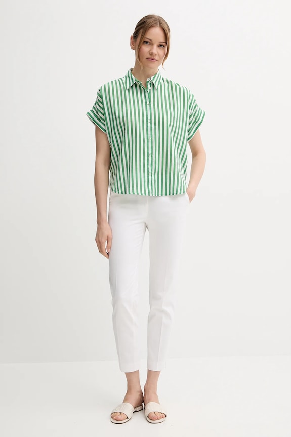 Πουκάμισο με μείγμα από λινό United Colors of Benetton 58I5DQ08M πράσινο SS25