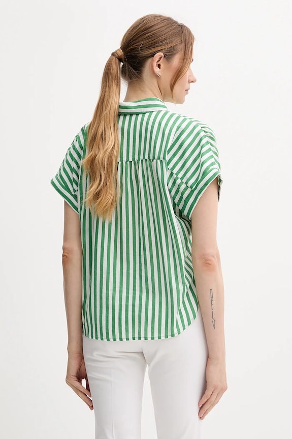 Ρούχα Πουκάμισο με μείγμα από λινό United Colors of Benetton 58I5DQ08M πράσινο