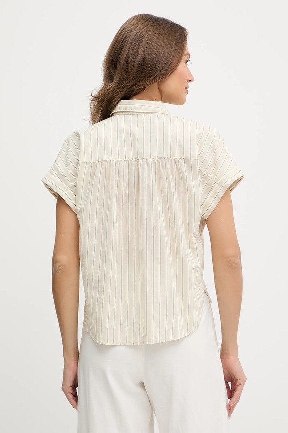 Ρούχα Πουκάμισο με μείγμα από λινό United Colors of Benetton 58I5DQ08M μπεζ