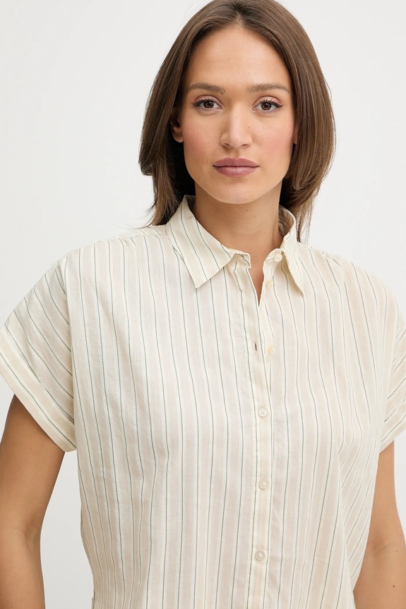 Πουκάμισο με μείγμα από λινό United Colors of Benetton μπεζ 58I5DQ08M