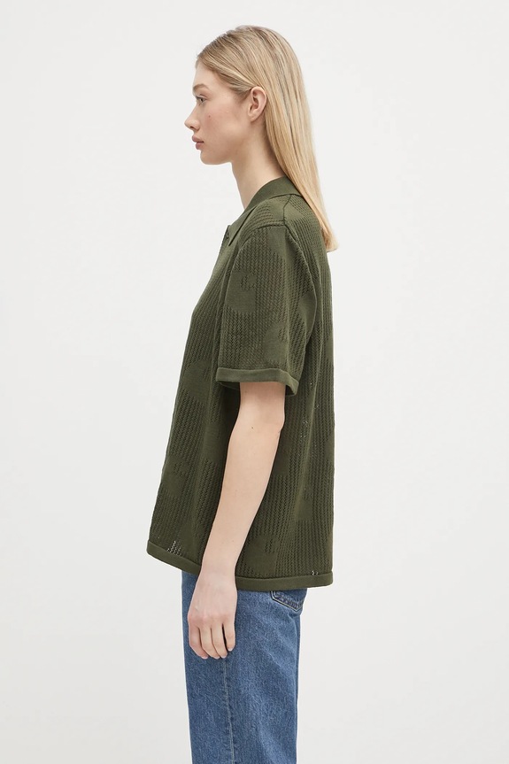 Carhartt WIP koszula bawełniana W’ S/S Temple Knit Shirt I034541.667XX zielony SS25