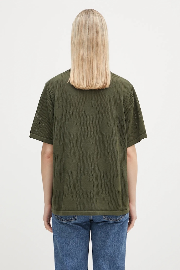 Odzież Carhartt WIP koszula bawełniana W’ S/S Temple Knit Shirt I034541.667XX zielony