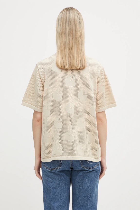 Одежда Хлопковая рубашка Carhartt WIP W’ S/S Temple Knit Shirt I034541.2LPXX бежевый