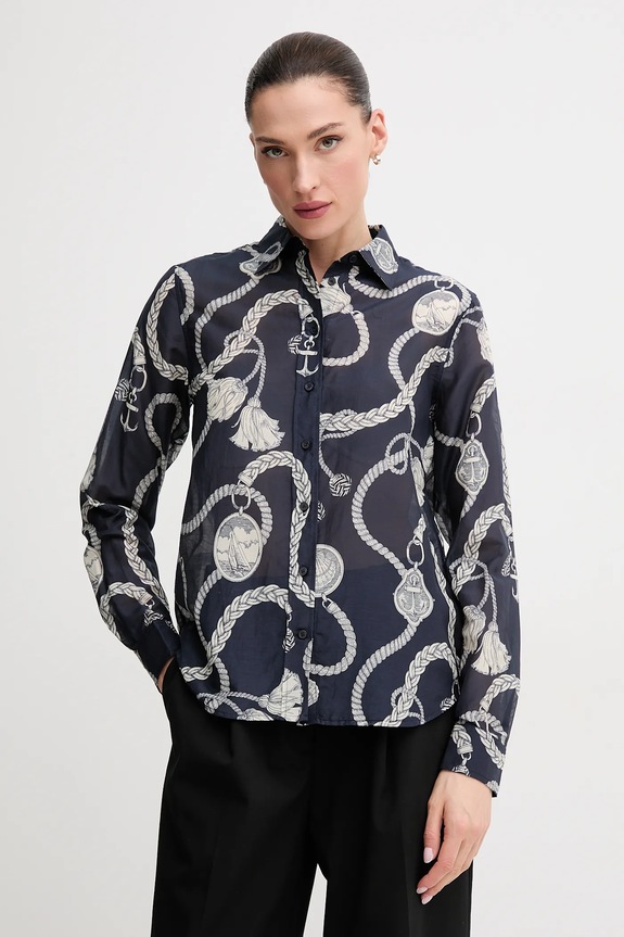 Gant selyem keverék póló selyemszállal sötétkék 4300456