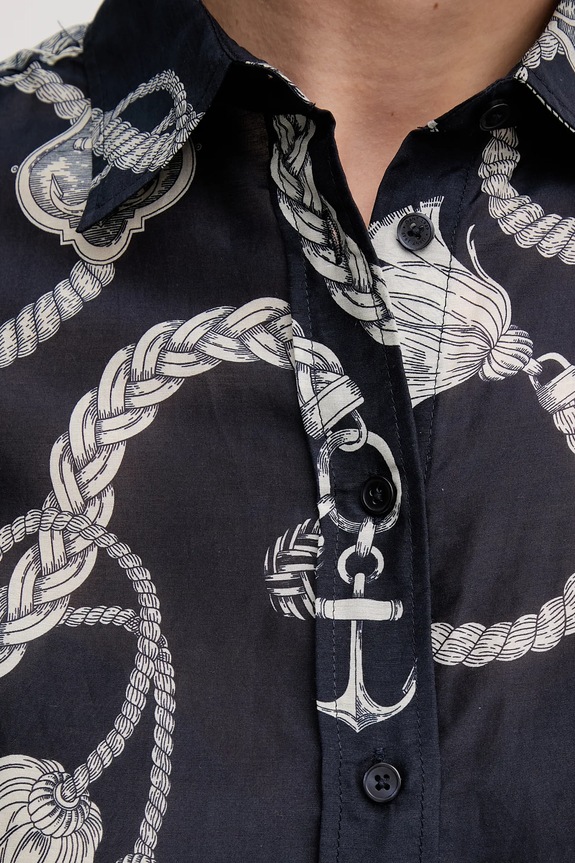 Gant selyem keverék póló 4300456 sötétkék