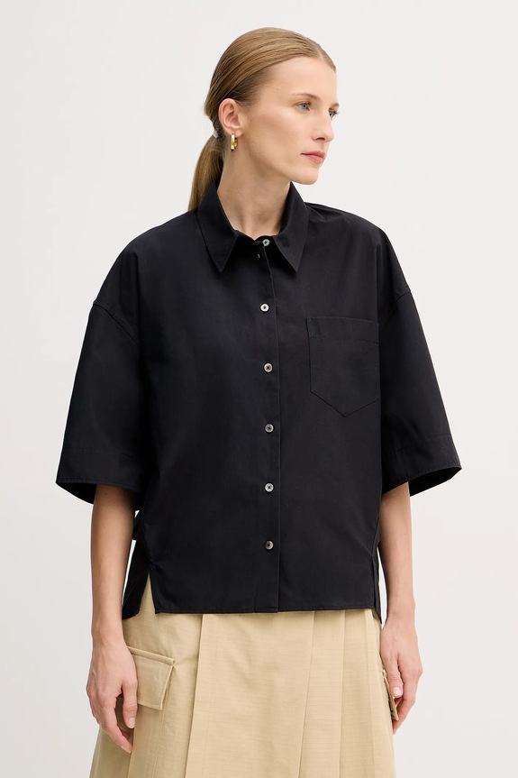 Kenzo camicia in cotone corta nero FF52CH2589LB.99