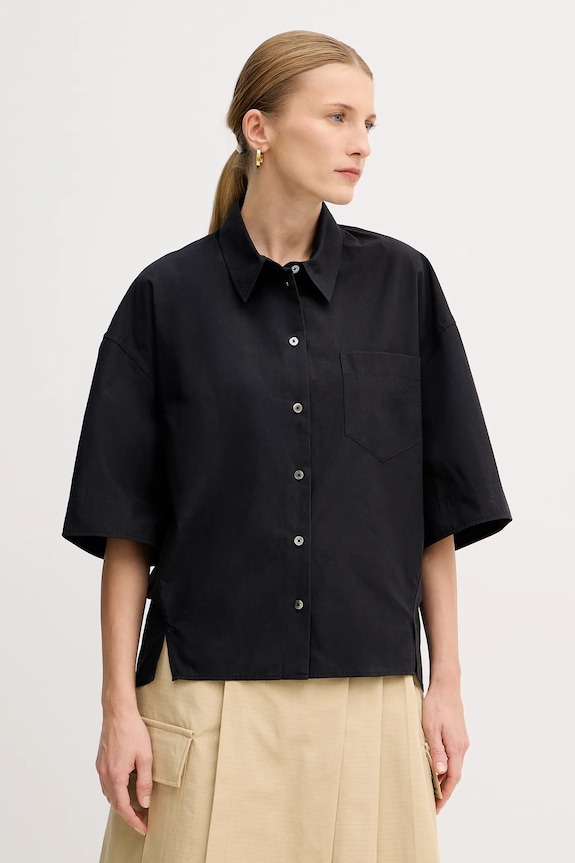 Kenzo camicia in cotone corta nero FF52CH2589LB.99
