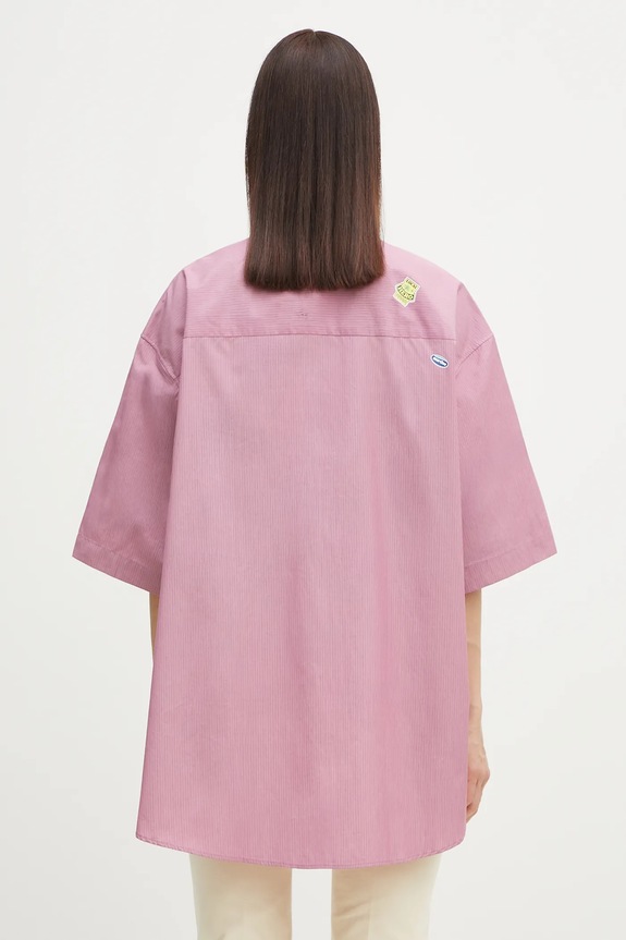 Одежда Хлопковая рубашка Martine Rose Boxy Wrap 440WS22604 фиолетовой