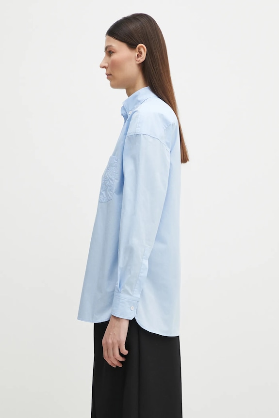 Хлопковая рубашка Fiorucci Angel Embroidered Relaxed Fit U02SPTLO055CO02BL02 голубой SS25
