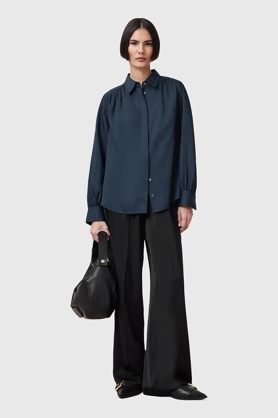 AllSaints camicia AGGIE W039PC blu navy