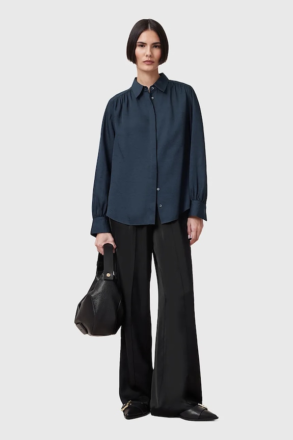 AllSaints camicia AGGIE W039PC blu navy