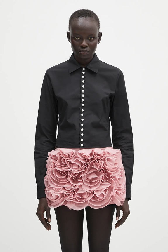 Бавовняна сорочка AMBUSH Fitted Pearl Button Shirt casual чорний 12115377