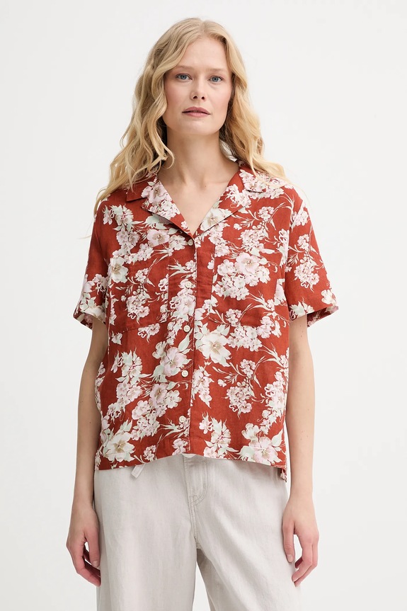 Lněná košile Levi's SONNY CAMP SHIRT regular oranžová 001HO