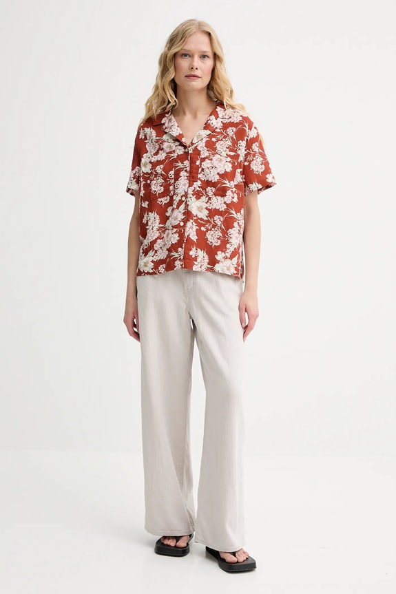 Lněná košile Levi's SONNY CAMP SHIRT 001HO oranžová SS25