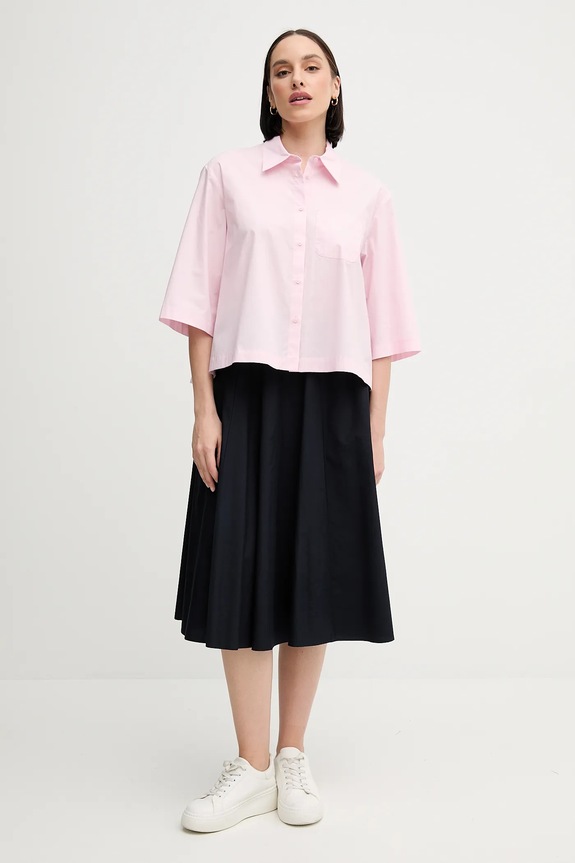 Βαμβακερό πουκάμισο Sisley 5WMELQ08V ροζ SS25